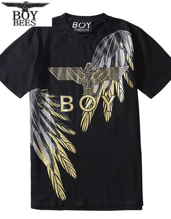 boy bees 代购潮牌boy战神翅膀t恤女老鹰翅膀短袖男2018夏季新款烫金