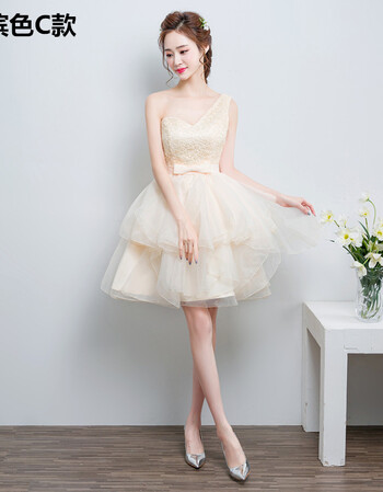 灰色伴娘服短款2017新款姐妹团学生生日宴会主持人小礼服蓬蓬裙女