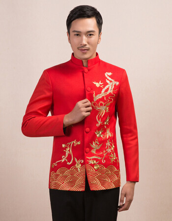 唐装男套装中老年秀禾服男装中式结婚礼服新郎龙凤褂.