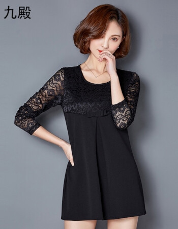 中年偏胖女人衣服搭配,中年女士穿衣搭配 春秋长袖蕾丝衫遮肚子显瘦小衫中年女装加肥加大码上衣时尚胖女衫