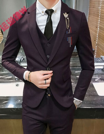 西服套装男士三件套秋冬韩版修身小西装职业正装帅气伴郎结婚礼服