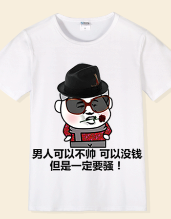 短袖t恤 斗图表情包衣服 恶搞创意段友巨友夏季半袖班服 男人可以不帅