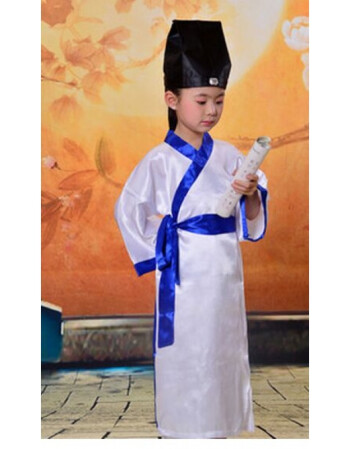 阿坡饵六一演出服装男孩唐装汉服古代读书郎古装书生三字经弟子规表演
