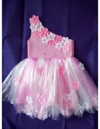 新款儿童环保服diy手工制作时装秀演出服幼儿园服装女子走秀裙 粉色单