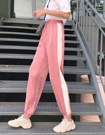 2018新款女夏薄款显瘦休闲九分宽松学生bf哈伦灯笼德