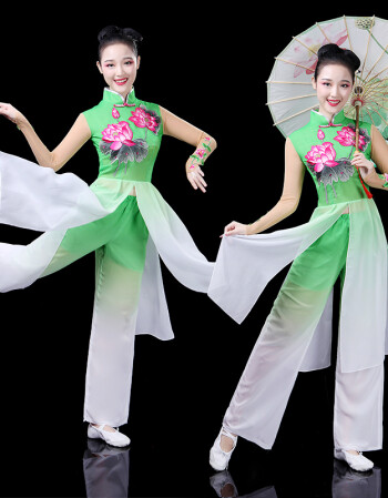 2018春季新品古典舞演出服中国风扇子舞蹈服装秧歌服2018新款伞舞表演