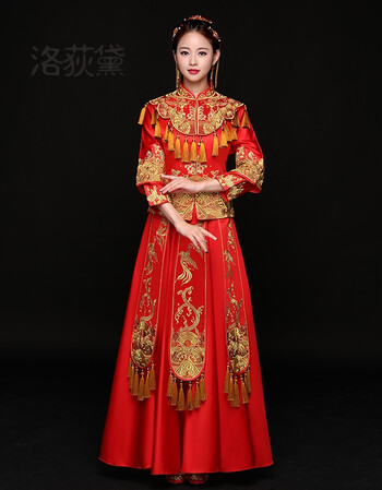 洛荻黛潮秀禾服龙凤褂新娘礼服2018新款孕妇 结婚 中式古装嫁衣春季