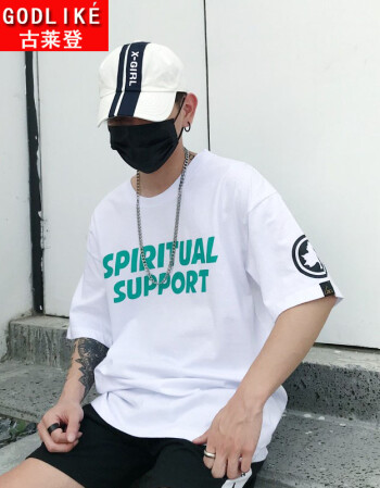 古莱登 日系原宿风潮牌情侣t恤嘻哈风个性枫叶字母印花短袖男青年男女