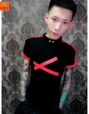 古莱登 快手红人李耀阳同款短袖t恤男夜店社会精神小伙半袖紧身打底衫