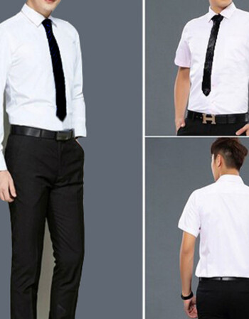 丝斜纹白衬衫短袖 黑西裤 xl衬衣40╋二尺四腰西裤32