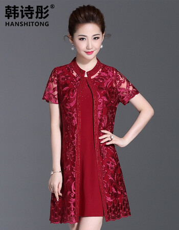 韩诗彤春装婚宴高贵妈妈装婚礼结婚两件套套装礼服母节衣服夏季连衣裙图片