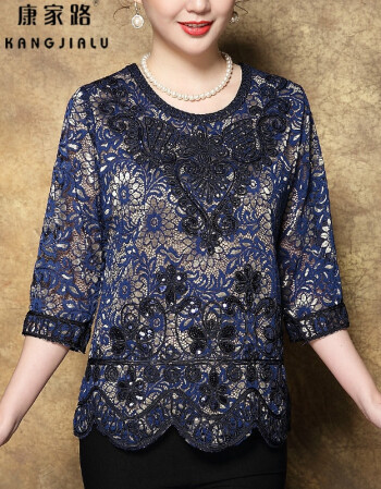 康家路中年女服装女春夏五十岁妈妈小衫春装2018新款短款中老年上衣