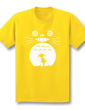 夏totoro龙猫t恤 宫崎骏卡通动漫周边衣服男棉情侣短袖t恤衫 黄色 m