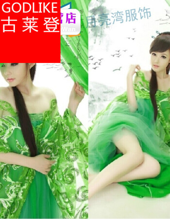 古莱登月服饰性感夜店dj酒吧盘子绿古装服装仙女汉服唐装汉服舞蹈cos