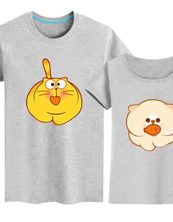 珂梵图微信表情开心猫男女情侣装短袖半袖t恤衣服韩版