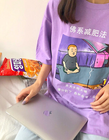 少女上衣夏季t恤女情侣短袖姐妹闺蜜装 8621紫色 xl