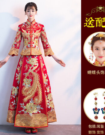 秀禾服新娘2018新款结婚龙凤褂中式婚纱礼服敬酒服古代嫁衣加钻夏
