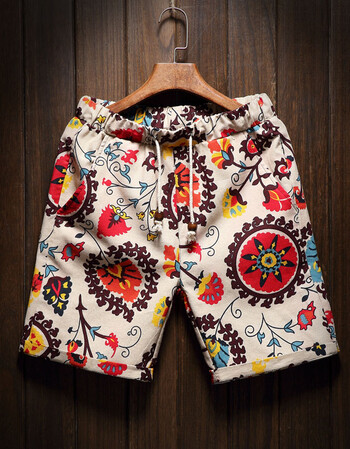 夏季中裤流行款休闲五分裤加宽肥大花裤衩子潮男花短裤大码大号半截裤