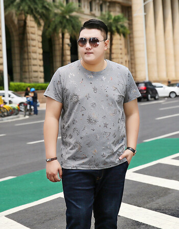2018夏季大码t恤男装加肥加大码胖子宽松短袖t恤潮圆领体恤男10xl