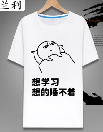 恶搞t恤男女搞笑文字短袖衣服搞怪diy半袖潮个性 想学习 想的睡不着