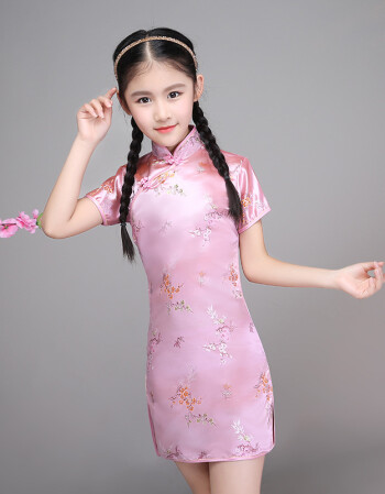 儿童织锦绣花旗袍女童唐装公主裙民族女孩大童中国风古筝节日演出