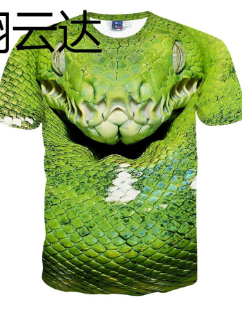 款短袖t恤搞笑创意3d立体印花个性半袖老虎体恤加大码衣服tee 荧光绿