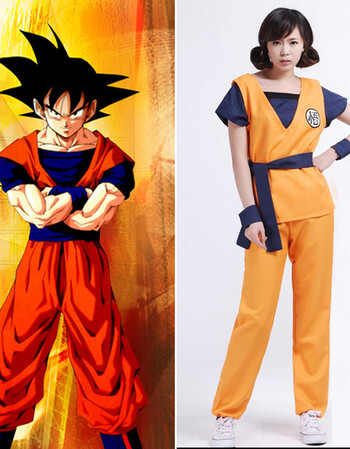 全新2018 七龙珠孙悟空衣服cosplay服装男全棉cos假发