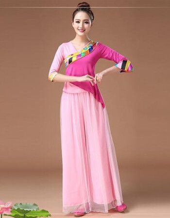 新款藏族舞蹈服装女广场舞服装 裙套装民族风套装中袖