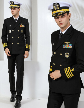 美国海军制服礼服游艇船长制服海军晚宴常服演出服外套物业套装男
