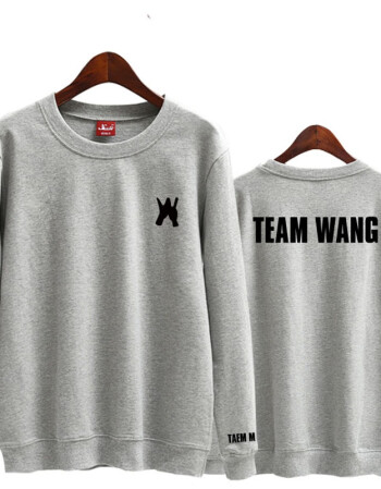 got7周边衣服jackson王嘉尔team wang同款学生男女应援圆领卫衣 浅