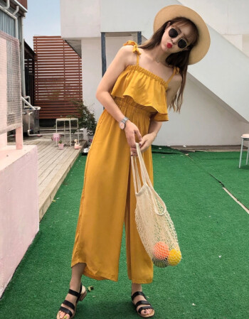 社会女衣服快手网红可爱琪黑暗萝莉大美g6同款连体阔腿休闲九分裤