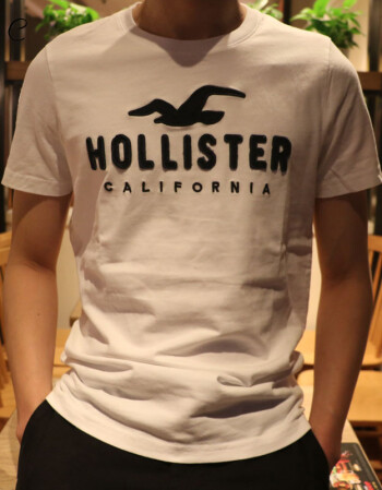 hollister海鸥 短袖男士夏季t恤圆领修身纯棉半袖上衣男生欧美潮流