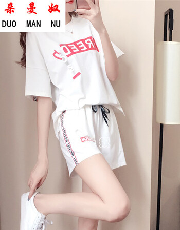 朵曼奴夏天女孩时尚休闲运动服初中短裤女潮少初中00后原宿风套装女生瑞得福短袖图片