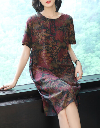 真丝连衣裙女2018新款夏装高端妈妈重磅杭州桑蚕丝裙子dsn2957 图片色