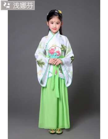 儿童古装仙女服汉服女童古代衣服公主中大童古筝演出汉服童装小孩