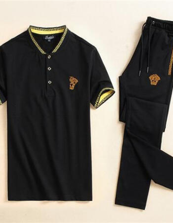 【英国进口】versace/范思哲男装套装夏休闲运动男套装衣服理圆领短袖