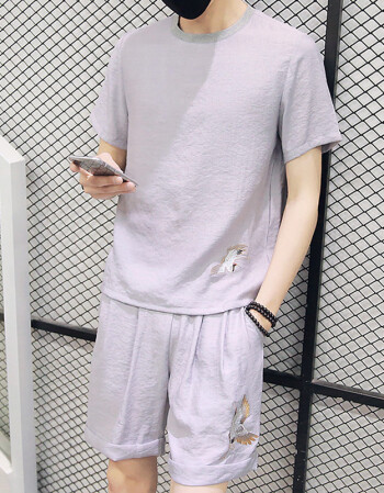 175的男生150斤啥样,男生175cm150斤体型图 灰色 短袖 短裤 175/xl 适合135-150斤