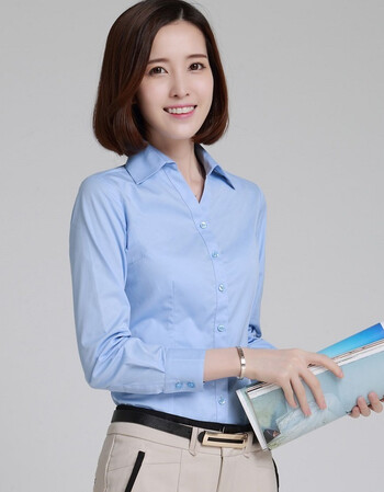 喵香 大码长袖ol通勤衬衣工作服夏装女职业衬衫修身显瘦面试正装1532