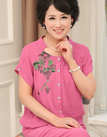 和家缘妈妈装春夏装两件套中年女装夏季新品上衣 裤子
