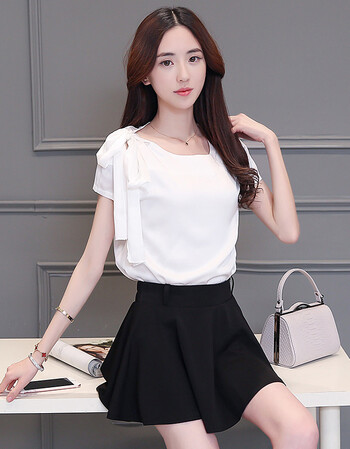 学院风少女2016夏装中学生时尚套装甜美雪纺t恤短裙两