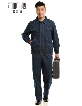 安美薇加厚牛仔工作服春秋工装套装男工服机械厂劳保服厂服汽修电焊服