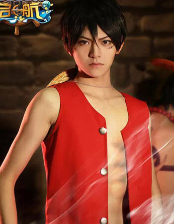 2018 海贼王 路飞cos服 草帽 海盗王一代二代鲁夫衣服