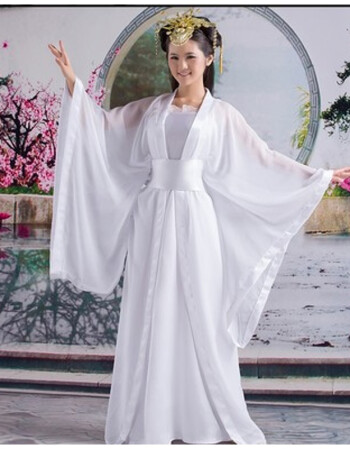 新款广袖流仙裙白色仙女小龙女古装刘亦菲倩女幽魂服装贵妃装汉服