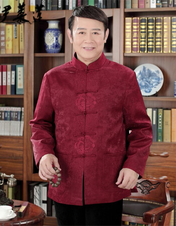 伊莱莲 中老年春秋装男士长袖唐装中式改良汉服中年爸爸装中国风老人