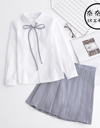 日系班服学生jk制服 夏秋季角襟女生白衬衫长袖百褶裙