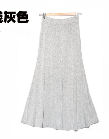 裙中长款高腰黑色半身长裙女棉裙a字春秋ssn2589 夏款浅灰色莫代尔棉