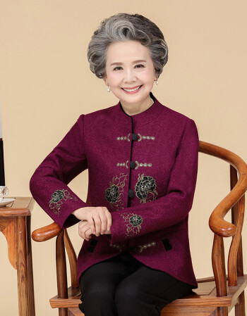 宁彩瑜尔 奶奶装春秋装外套60岁中老年人女装妈妈春装外套70老人衣服