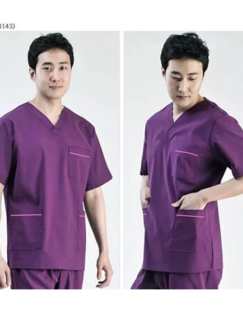 夏季韩版洗手衣短袖薄款分体护士医生服南丁格尔男 紫色加边男短袖 xs