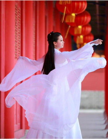 古装服装仙女广袖流仙裙小龙女cos飘逸演出服女汉服齐胸襦裙 白色=套