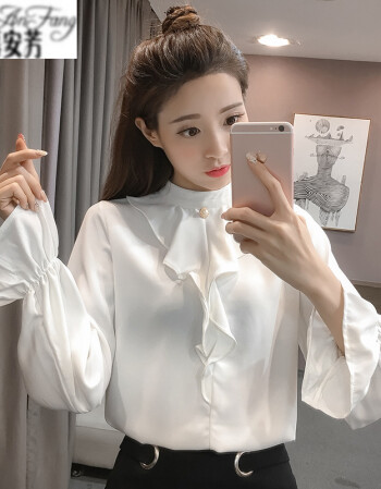 女装 衬衫 慕安芳(muanfang) 青少年女生白色雪纺衫港味复古chic春装